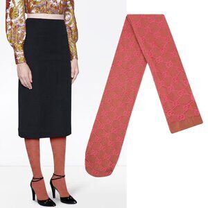 GUCCI TIGHTS PINK PATTERNED JACQUARD GG GUCCISSIMA LOGO